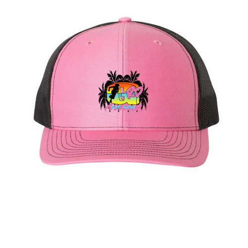 The Cruise Cap, a Hot Pink/ Black Printed Snapback Trucker Cap
