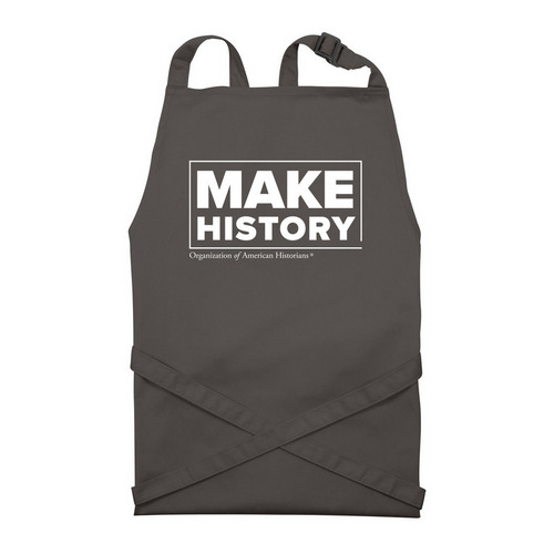 Make History Apron, a Dark Grey Recycled Bib Apron