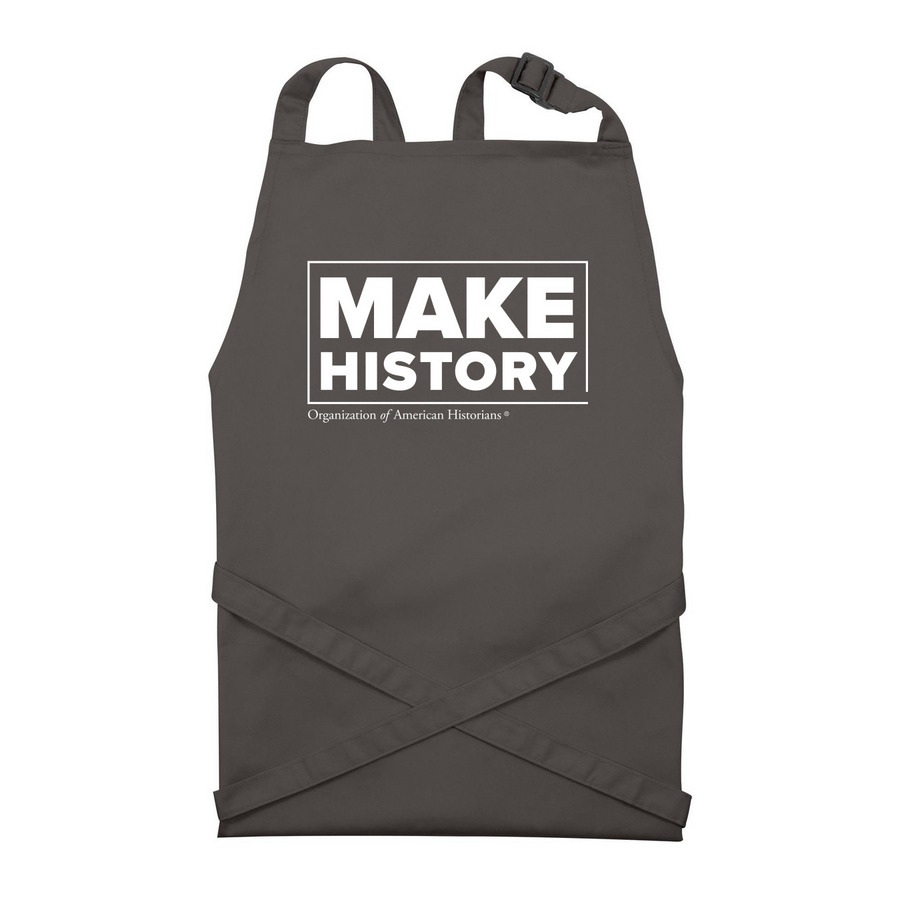 Make History Apron, a Dark Grey Recycled Bib Apron