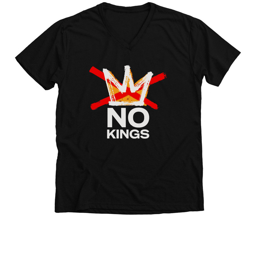 NO KINGS Day Protest Shirt, a Solid Black Blend Premium V-Neck Tee