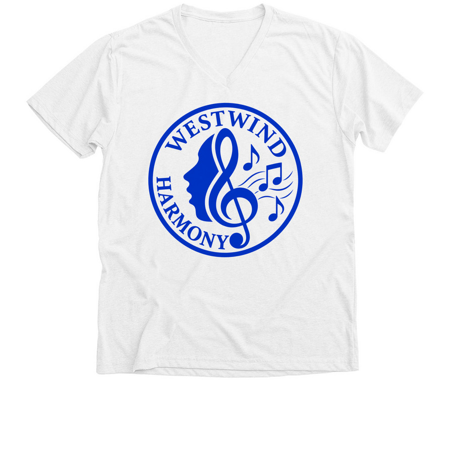WHC Blue Logo, a Solid White Blend Premium V-Neck Tee