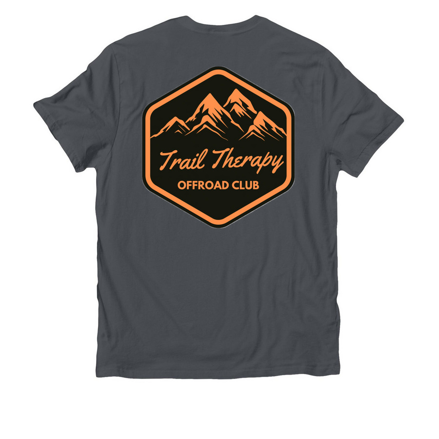 TRAIL BADGE TEE, a Terrain Grey Allmade Organic Cotton Unisex Tee (back-view)