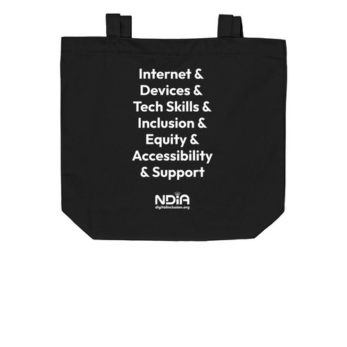 Digital Inclusion Statement Tote, a Black Organic Cotton Tote Bag