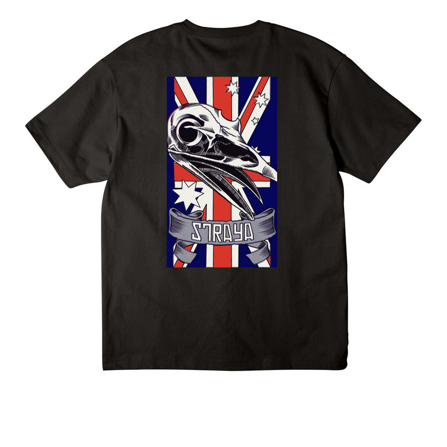 Instinct Straya, a Black Unisex Heavyweight Tee (back-view)