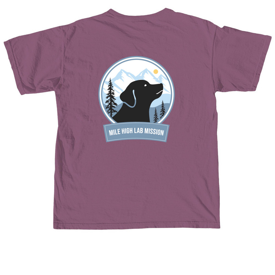 Mile High Lab Rescue Mission Basic Apparel, a Berry Comfort Colors Unisex Tee (back-view)