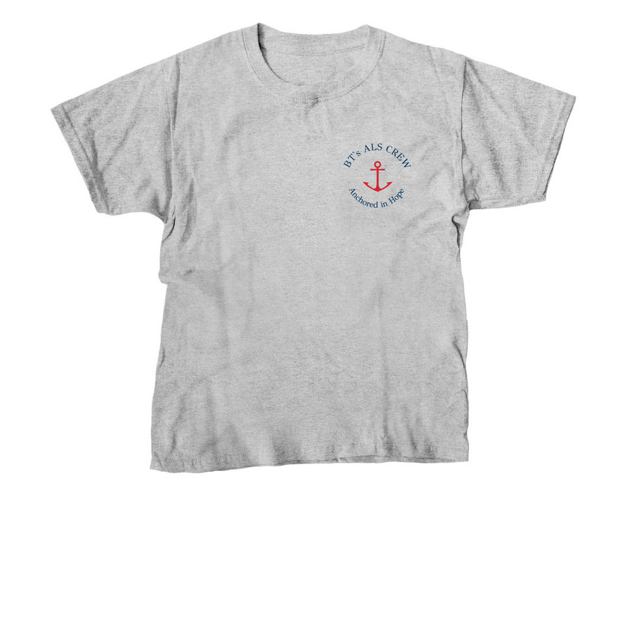 BT's ALS Crew T-Shirt, a Sport Grey Youth Unisex Tee