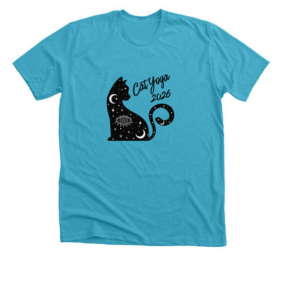 2026 Cat Yoga Apparel&nbsp;, a Heather Aqua Premium Unisex Tee