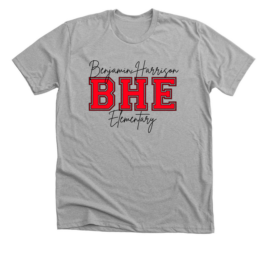 BHE Cursive Shirt, a Athletic Heather Premium Unisex Tee