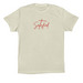 Satisfied - Tan, a Natural Premium Cotton Tee