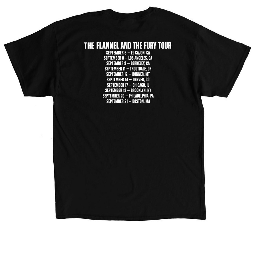 The Flannel and the Fury Tour T Shirt, a Black Classic Unisex Tee (back-view)