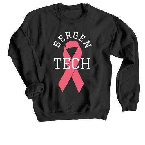 Bergen Tech Fights Breast Cancer, a Black Crewneck Sweatshirt