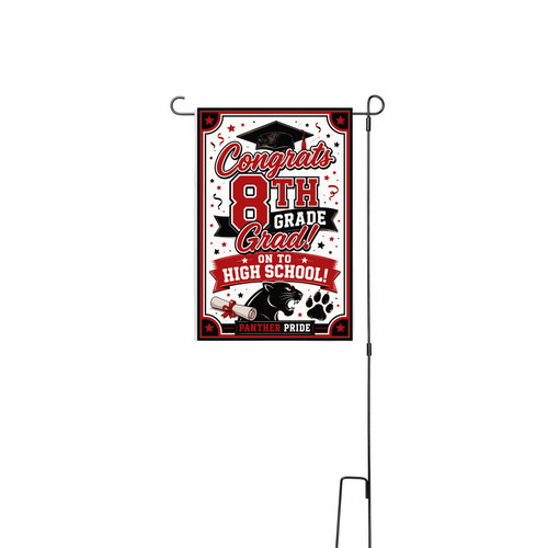 8th Grade Grad Yard Sign, a White 12" x 18" Yard Flag with Stake