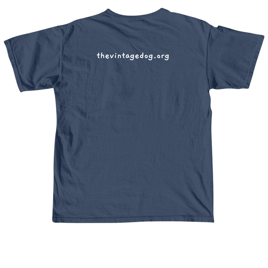 The Vintage Dog Logo White, a Midnight Comfort Colors Unisex Tee (back-view)