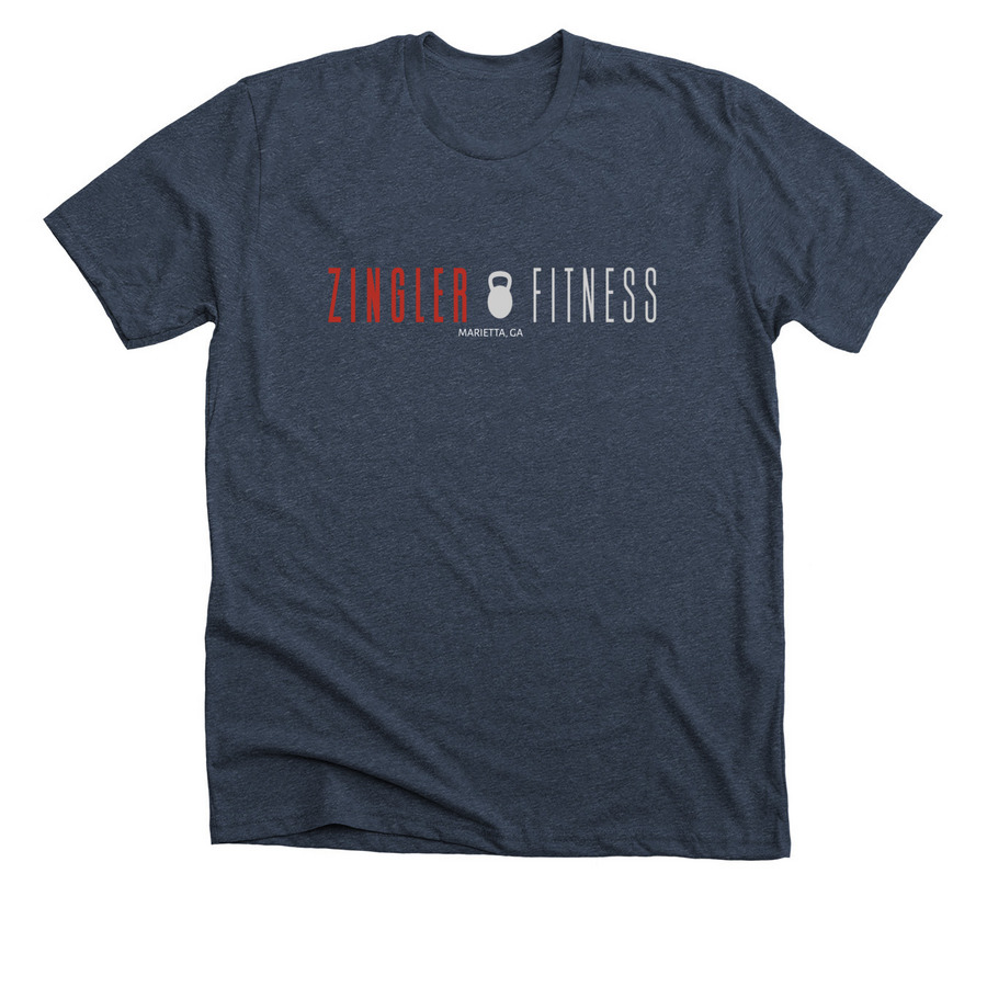 Zingler Fitness Logo&nbsp;, a Heather Midnight Navy Premium Unisex Tee