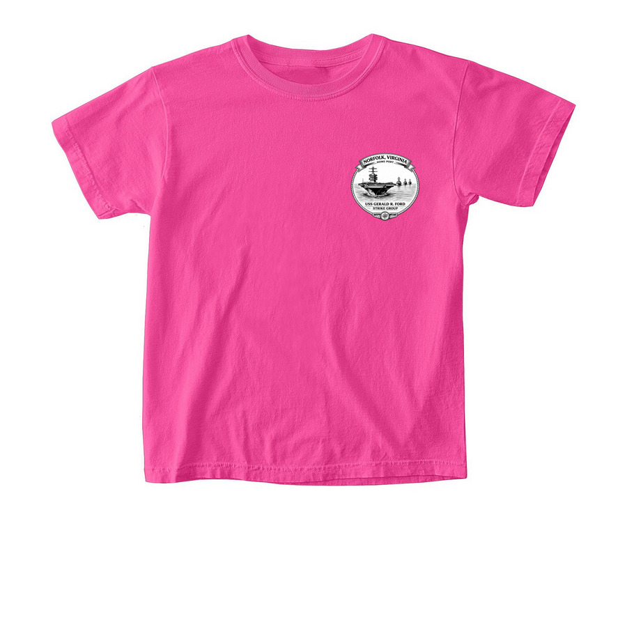Youth Ford/CSG12 Port Visit Family Day Shirt, a Neon Pink Comfort Colors Youth Tee