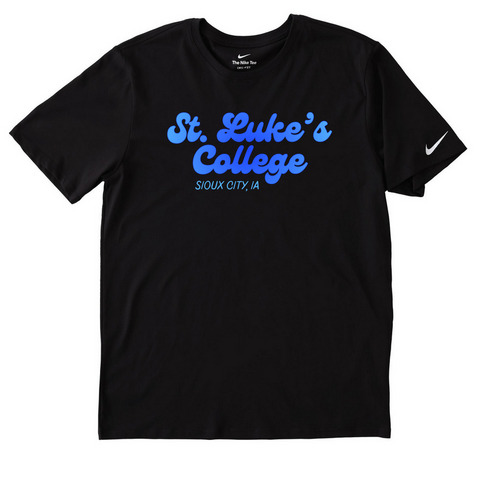 Retro St. Luke's NIKE, a Black Nike Dri-FIT Jersey Blend Performance Tee