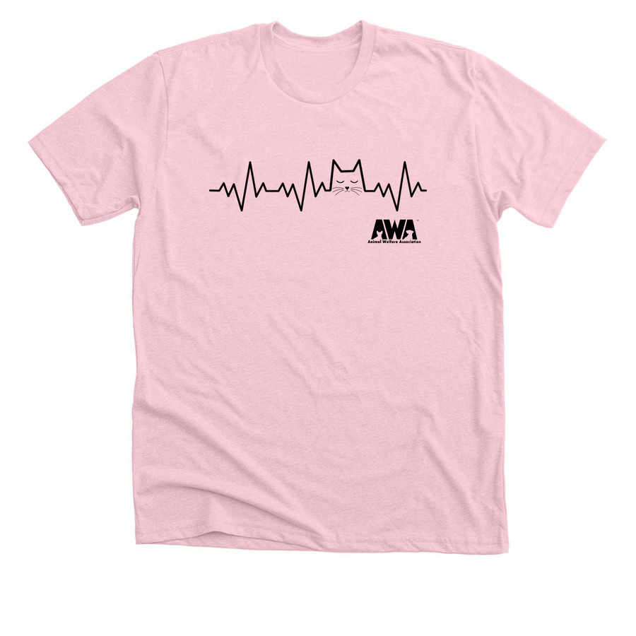 My Heart Beats for Cats, a Heather Pink Premium Unisex Tee