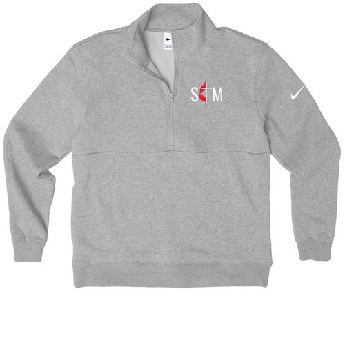 Logo Pullover, a Dark Grey Heather Nike Club Fleece Half Zip Pullover
