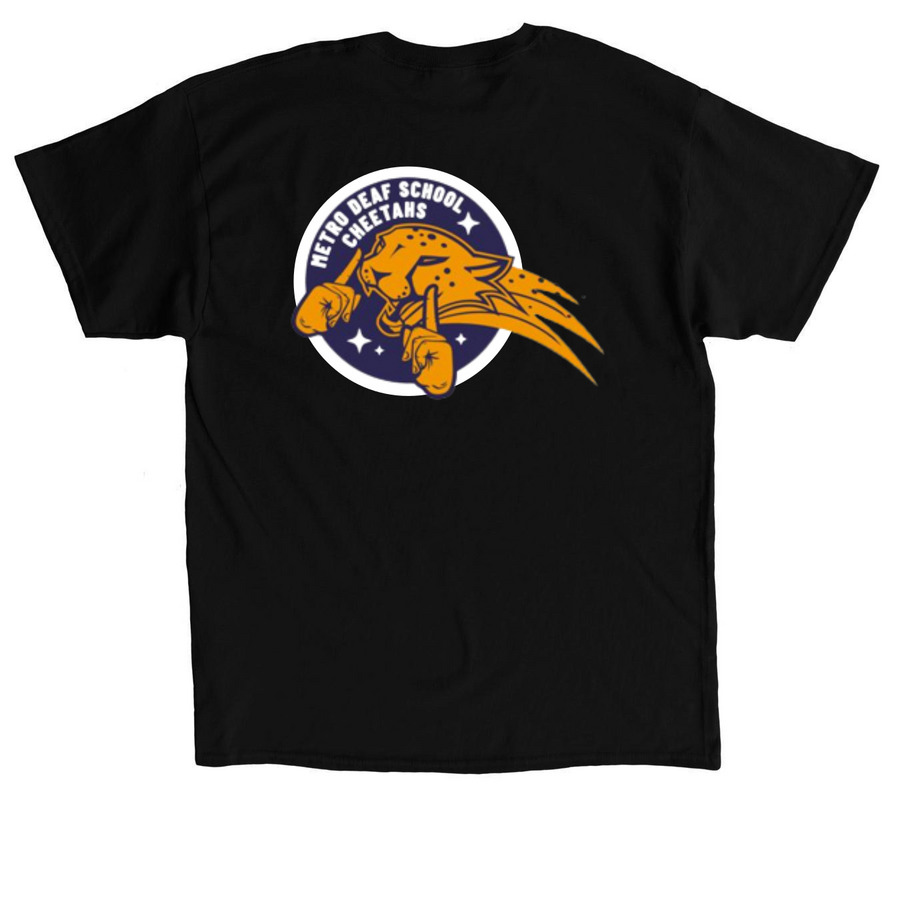 Metro Deaf School Cheetahs 2, a Black Classic Unisex Tee (back-view)