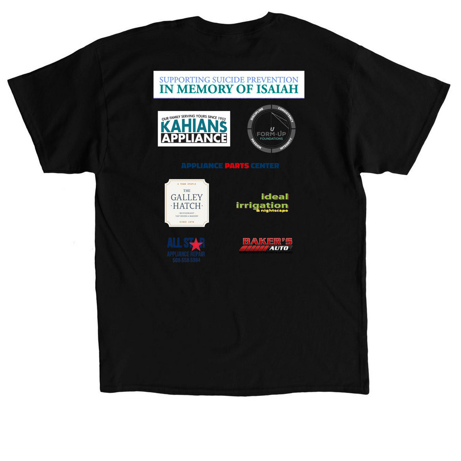 In Memory of Isaiah, a Black Classic Unisex Tee (back-view)