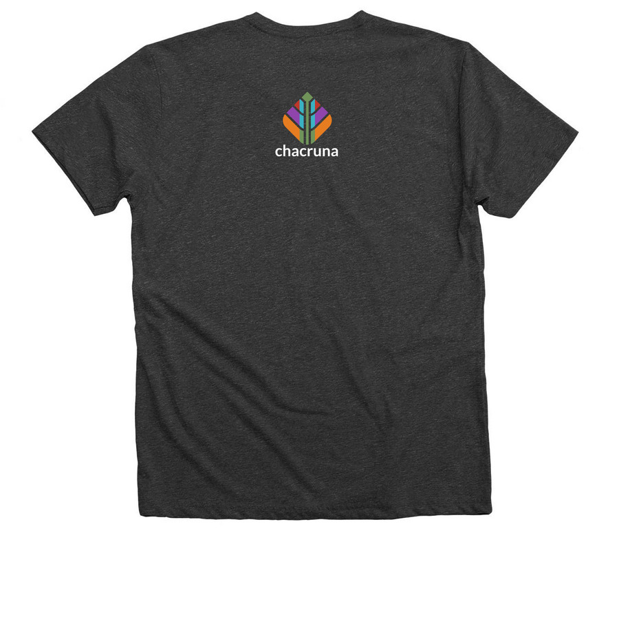 Psychedelic Dad, a Dark Grey Heather Premium V-Neck Tee (back-view)