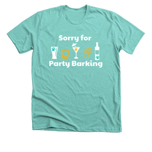 Sorry for Party Barking (Teal) - CanAm '23, a Heather Sea Green Premium Unisex Tee
