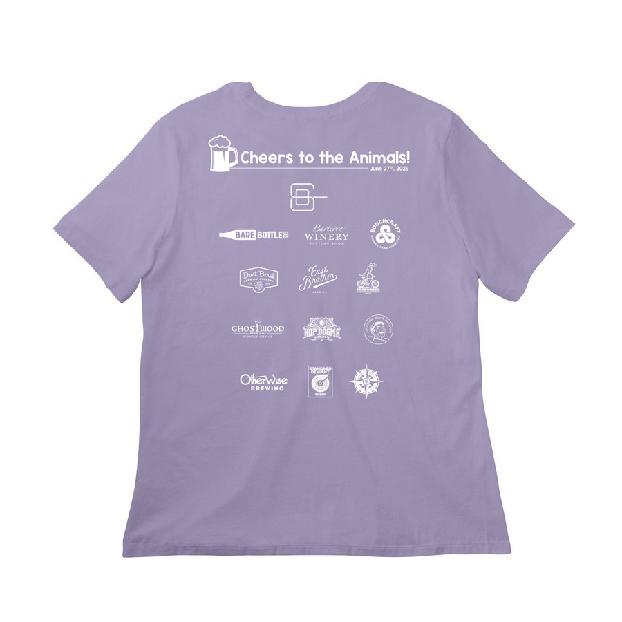 Bark n' Brewfest 2026!, a Dark Lavender Women?s Relaxed Cotton Tee (back-view)