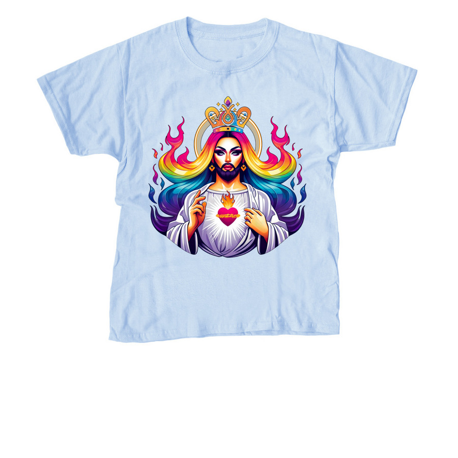 Drag Queen Jesus: Sacred Heart of Love, a Light Blue Youth Unisex Tee