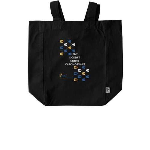 Love Doesn't Count Chromosomes Bag, a Black Recycled Cotton Tote Bag
