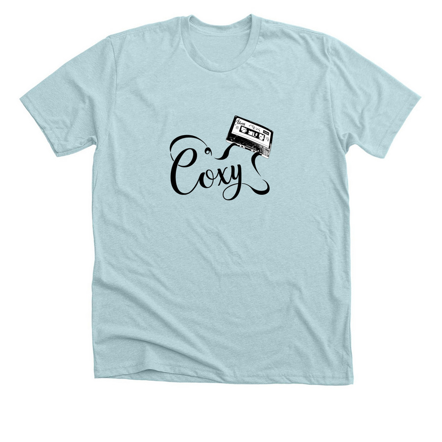 Coxys Cassette T-Shirt ? Retro Cassette Tape, a Heather Ice Blue Premium Unisex Tee