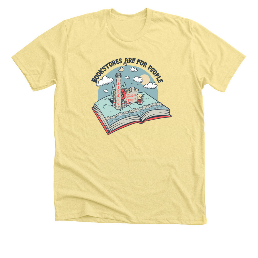 Bookstores Are For People, a Heather Yellow Gold Premium Unisex Tee