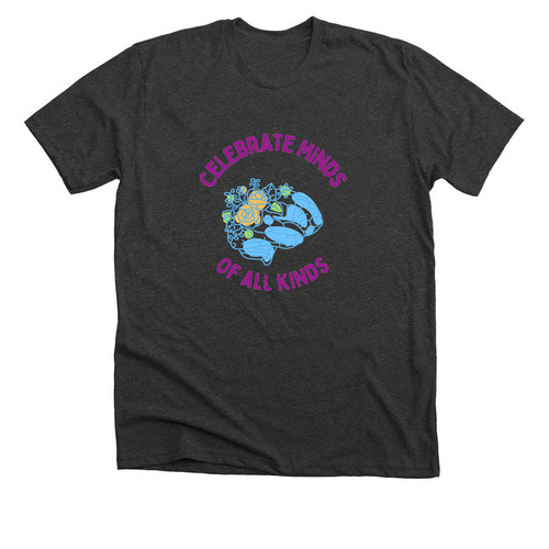 Celebrate Minds Tee, a Dark Grey Heather Premium Unisex Tee