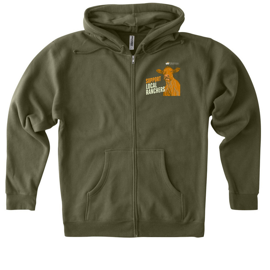 Support Local Ranchers, a Army Heavyweight Zip Up Hoodie