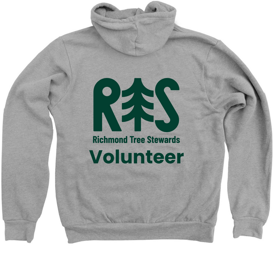 Richmond Tree Stewards Member Shirts, a Athletic Heather Zip Up Hoodie (back-view)