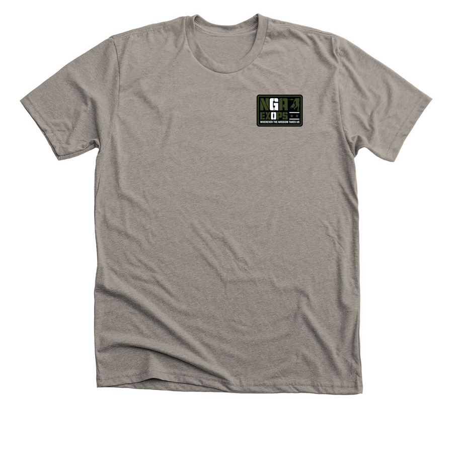 NGA ExOps Original Green Logo, a Heather Stone Premium Unisex Tee