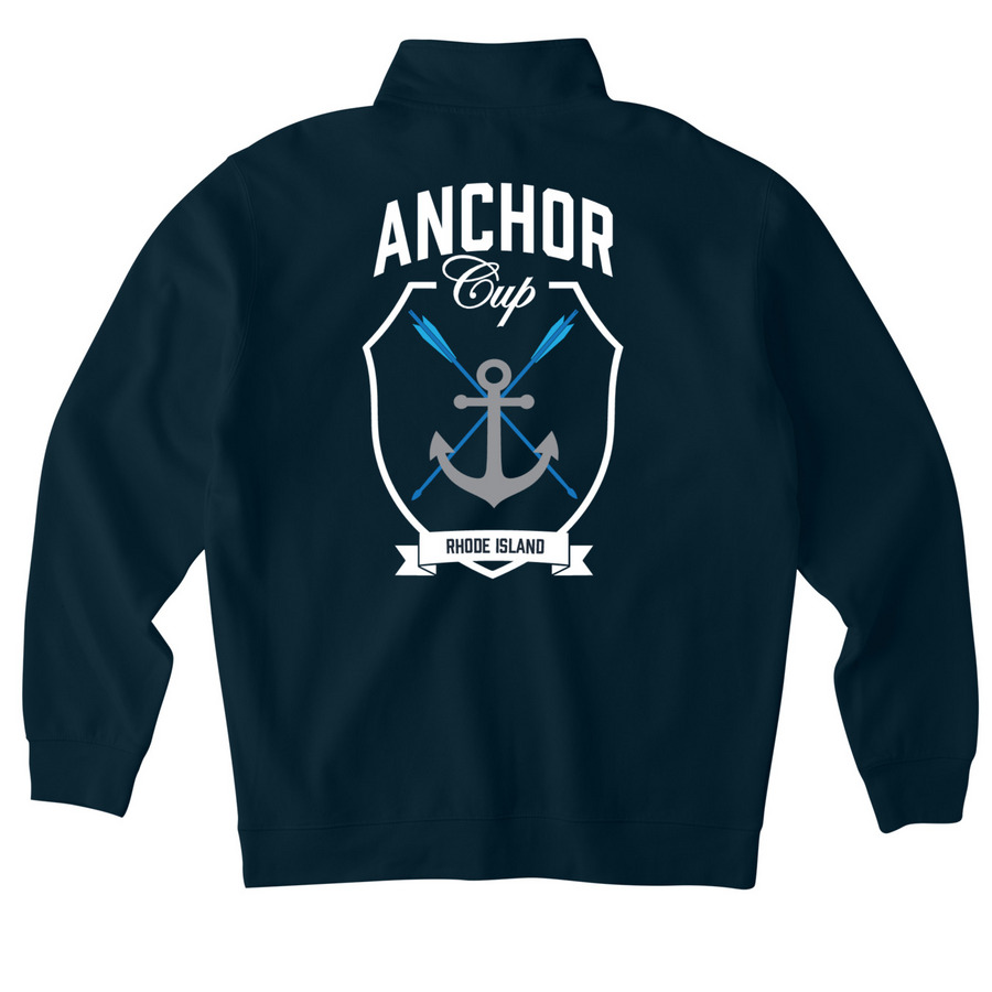 Anchor Cup 1/4 Zip, a Classic Navy Midweight Quarter Zip Pullover (back-view)