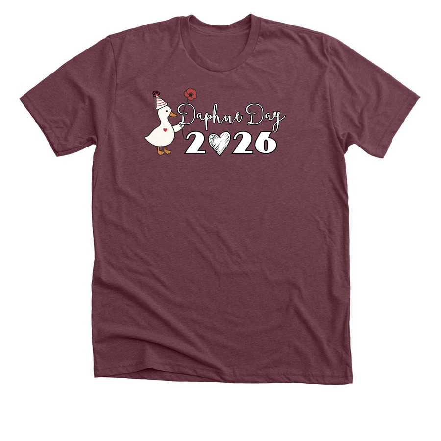 Daphne Day 2026 Tee, a Heather Maroon Premium Unisex Tee