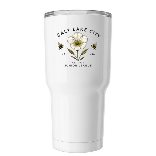 JLSLC TUMBLERS, a White Insulated Tumbler