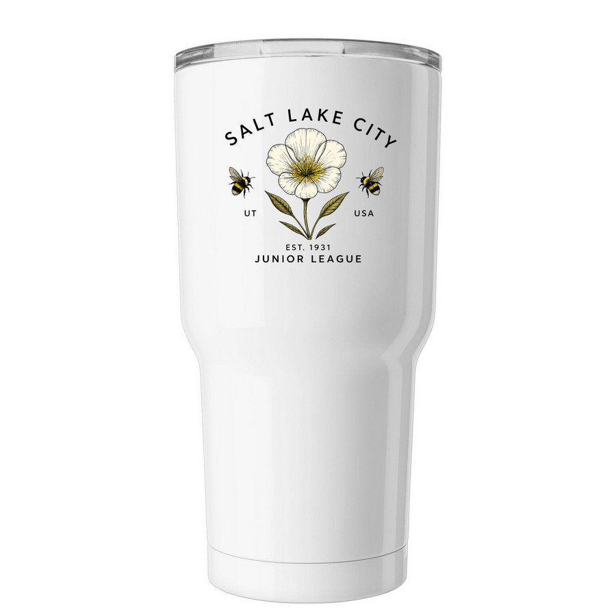 JLSLC TUMBLERS, a White Insulated Tumbler