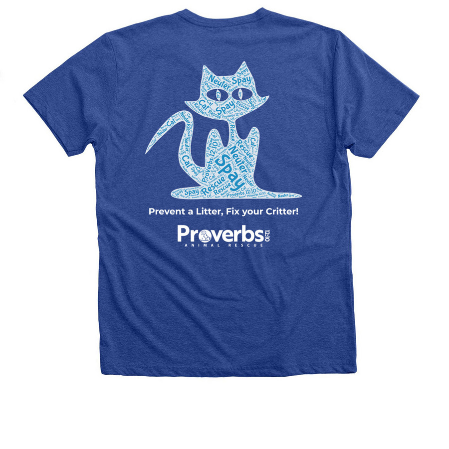 Spay & Neuter (Cat), a Heather True Royal Premium V-Neck Tee (back-view)