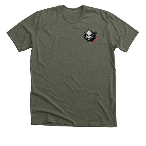 Skeleton Crew, a Heather Military Green Premium Unisex Tee