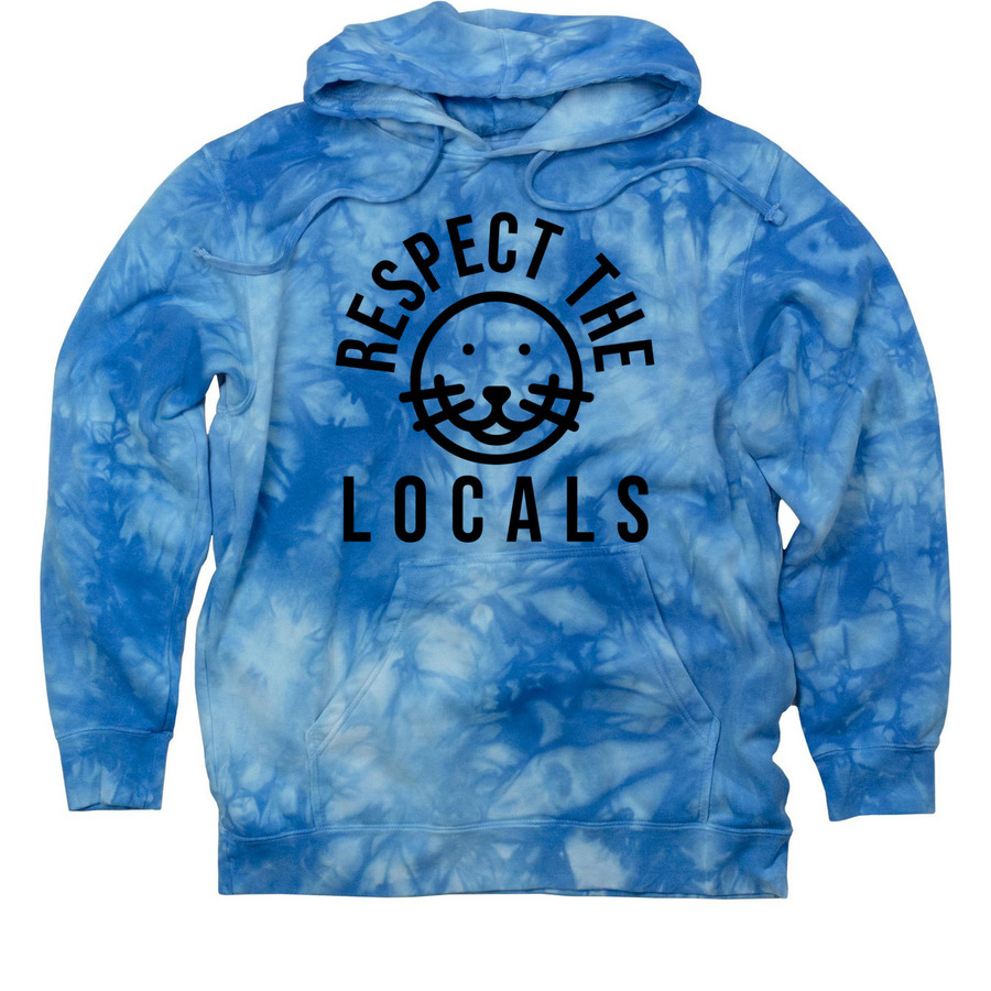 Respect The Locals-light colors, a Aqua Blue Tie Dye Pullover Hoodie