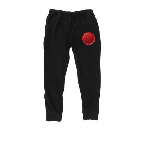 HUT Logo: On Pants!, a Black Midweight Fleece Joggers