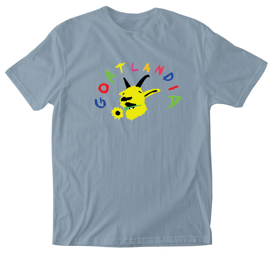 "Goats love flowers", a Stone Blue Softstyle Cotton Tee