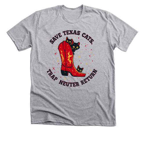 Eartipped Kitties/Texas Boot, a Athletic Heather Premium Unisex Tee