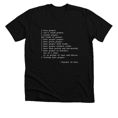 Psychos in Love - HATE GRAPES t-shirt, a Solid Black Blend Premium Unisex Tee