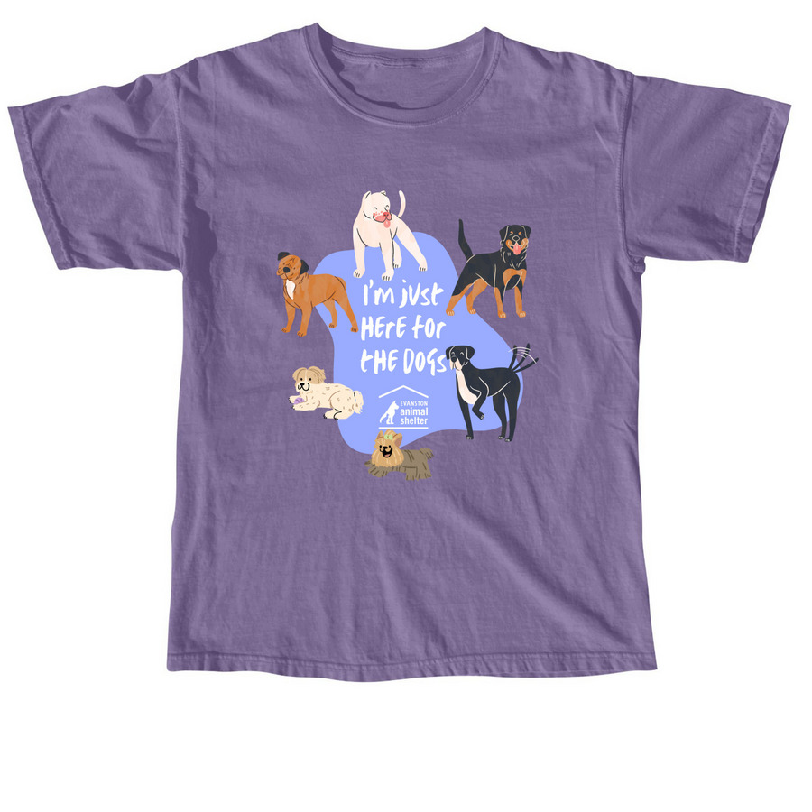 I'm Just Here for the Dogs Tee, a Grape Comfort Colors Unisex Tee