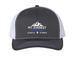 Mt. Everest Basecamp Trek Trucker Hat, a Charcoal/ White Printed Snapback Trucker Cap