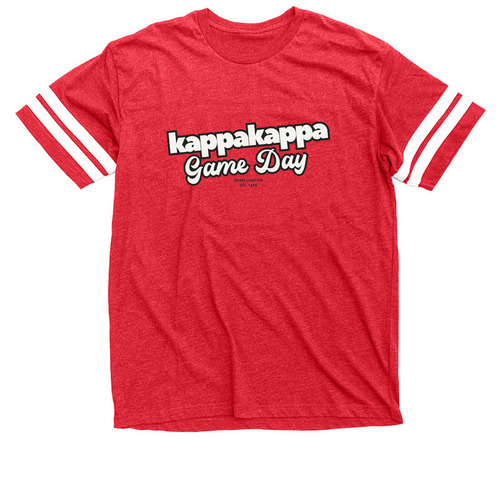 Game Day Shout Out, a Vintage Red / White Football Jersey Tee