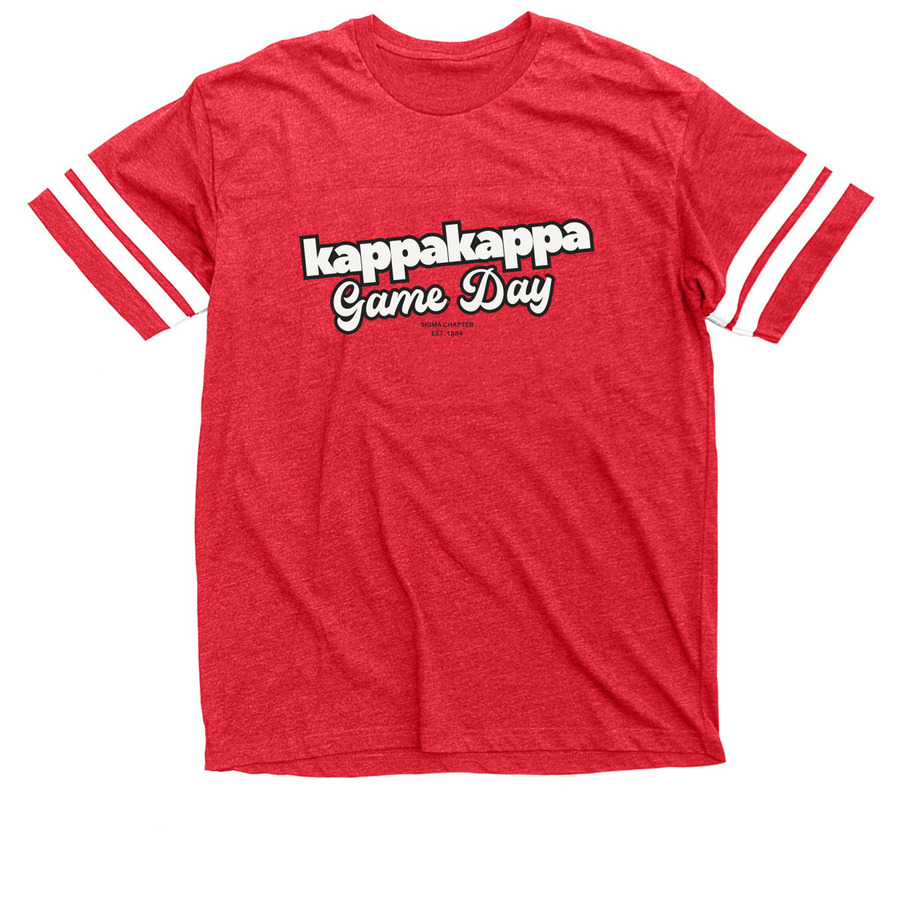 Game Day Shout Out, a Vintage Red / White Football Jersey Tee